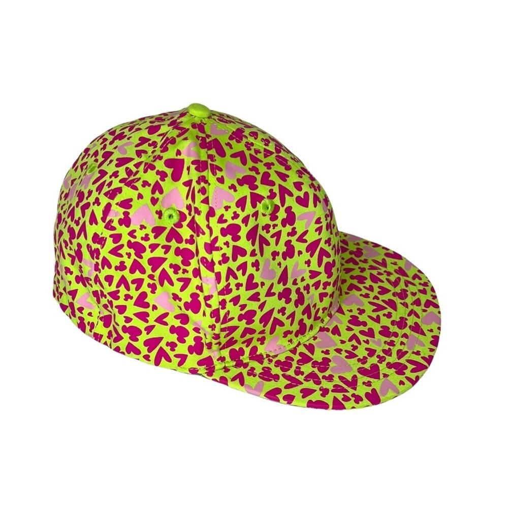 Disney Parks neon green pink hearts Mickey Mouse ears cap hat adult